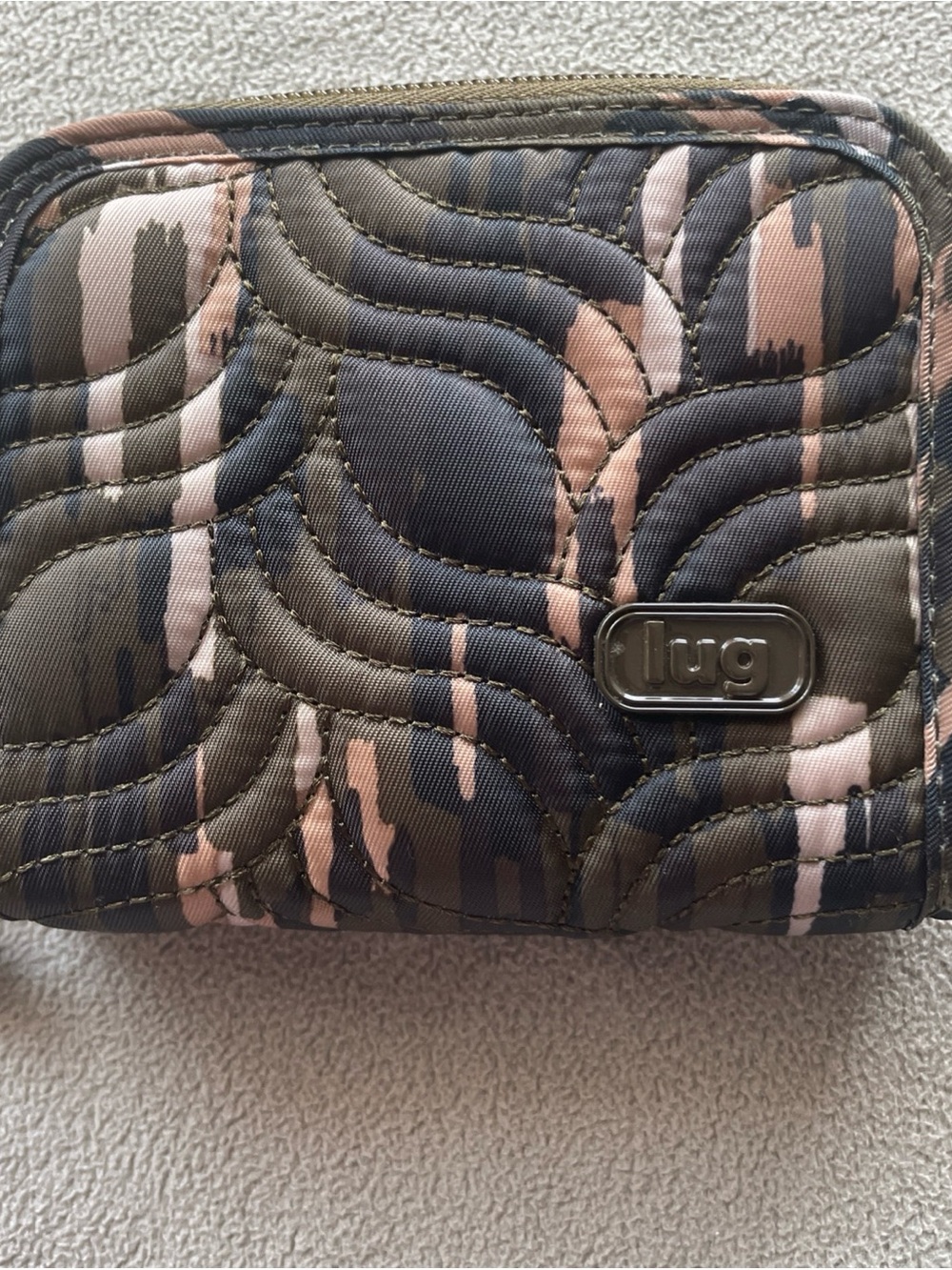 Lug Quilted Splitz Zip Around Wallet Card Holder Army Camo Camouflage